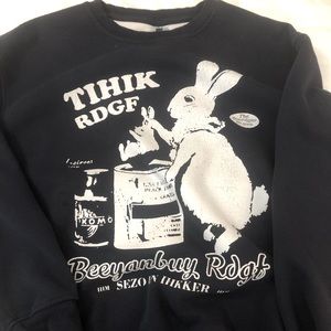 Navy blue warm bunny print pullover